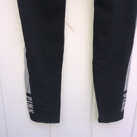 Pink Victoria’s Secret silver/black leggings size medium mid/high waist pants​ - Picture 3 of 6